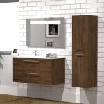 Sanitaire - meuble neptune h�ritage ch�ne 100cm - vasque � gauche - miroir antibu�e kathy