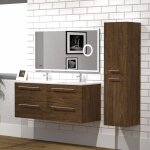 Sanitaire - meuble neptune h�ritage ch�ne 120 cm avec miroir lite