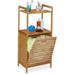 Meuble panier  linge, armoire salle de bain en bambou, corbeille basculante, hlp 100 x 45, 5 x 33, 5 ...