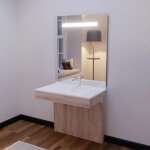Meuble pmr altea 90 cm avec plan vasque et miroir led elégance ht105 - cambrian oak Meuble pmr altea 90 cm avec plan vasque et miroir led elégance ht105 - cambrian oak