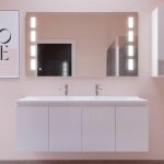 Meuble proline 140 cm avec plan double vasque et miroir prestige - blanc - vasque en résine Meuble proline 140 cm avec plan double vasque et miroir prestige - blanc - vasque en résine