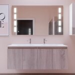 Meuble proline 140 cm avec plan double vasque et miroir prestige - bois - vasque en résine Meuble proline 140 cm avec plan double vasque et miroir prestige - bois - vasque en résine