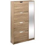Meuble range - chaussures x21 miroir effet ch�ne naturel - 5five