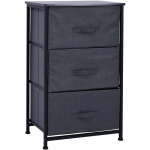 Meuble de rangement 3 tiroirs chiffonnier dim. 45l x 30l x 71h cm métal mdf non tissé noir Meuble de rangement 3 tiroirs chiffonnier dim. 45l x 30l x 71h cm métal mdf non tissé noir