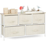 Meuble rangement 5 tiroirs tissu commode étagère tiroir tissu hxlxp: 54, 5 x 100 x 30 cm, beige - relaxdays ... Meuble rangement 5 tiroirs tissu commode étagère tiroir tissu hxlxp: 54, 5 x 100 x 30 cm, beige - relaxdays ...
