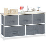 Relaxdays - meuble rangement 5 tiroirs tissu commode étagère tiroir tissu hxlxp: 54, 5 x 100 x 30, gris ... Relaxdays - meuble rangement 5 tiroirs tissu commode étagère tiroir tissu hxlxp: 54, 5 x 100 x 30, gris ...