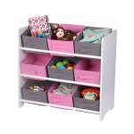 Meuble de rangement avec 9 paniers roses et gris atmosphera for kids