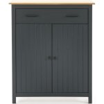 Pegane - meuble de rangement d'appoint en pin massif dcor cir chne et bleu - longueur 90 x profondeur ...