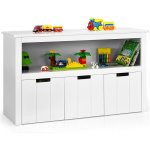 Meuble de rangement, armoire de rangement avec 3 tiroirs, compartiments ouvert et poignes incurves, ...