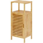 Meuble de rangement en bambou, armoire de salle de bain avec �tag�re et 1 portes � persiennes, pour salle ...