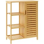 Meuble de rangement en bambou, armoire de salle de bain avec 3 �tag�res et 1 portes � persiennes, pour ...