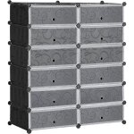 Homcom - meuble de rangement - meuble  chaussures modulable 12 casiers avec portes et tagres - dim. ...