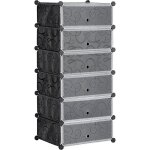 Homcom ? meuble � chaussures modulable 6 cubes empilables ? dimensions 49l x 36, 5l x 108h cm ? mat�riaux ...