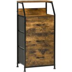 Meuble de rangement colonne design industriel - 3 tiroirs, niche, tagre - chssis acier noir mdf aspect ...