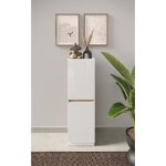 Meuble de rangement fanzy ? 2 portes ? blanc laqu & chne clair ? design moderne et fonctionnel