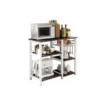 Tagère de cuisine meuble de rangement support pour four à micro - ondes en métal et bois, avec 5 tablettes, ... Tagère de cuisine meuble de rangement support pour four à micro - ondes en métal et bois, avec 5 tablettes, ...