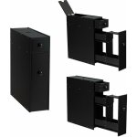 Costway - meuble de rangement avec deux tiroir pour cuisine salle de bains 16 x 48 x 58cm, mdf noir