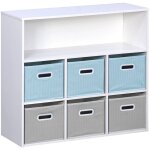 Sweeek - meuble de rangement pour enfant avec 7 compartiments et 3 paniers bleus et 3 paniers gris en ...