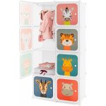 Costway - meuble rangement enfants 8 cubes avec motif d'animaux, armoire modulable enfants avec cadre ...