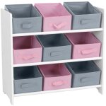Meuble de rangement enfant 9 paniers ? structure mdf peinte ? paniers en toile intiss�e ? dimensions ...