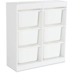 Sweeek - meuble de rangement enfant. blanc. 6 bacs de rangement en plastique