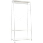 Meuble de rangement entr�e porte - v�tements �tag�re penderie en bois blanc et m�tal blanc 100003598