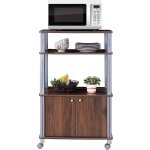 Meuble de rangement etag�re de cuisine roulant en bois chariot de cuisine de service micro - ondes couleur ...
