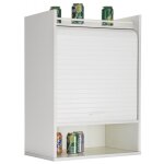 Meuble de rangement haut � rideau 3 niches blanc lohan