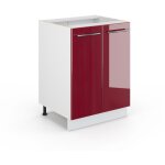 Meuble de rangement de salle de bain fame - line, rouge bordeaux haute brillance, 60 x 81. 6 cm sans ...
