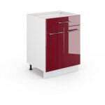 Meuble de rangement de salle de bain fame - line, rouge bordeaux haute brillance, 60 x 81. 6 cm avec ...