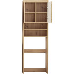 Meuble de rangement sp�cial machine � laver ou wc coloris ch�ne � noeuds et blanc brillant - longueur ...