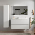 Meuble salle de bain - 100 cm - avec plan vasque - blanc mat - a suspendre - karaib Meuble salle de bain - 100 cm - avec plan vasque - blanc mat - a suspendre - karaib