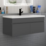 Meuble de salle de bain 100 cm avec vasque suspendu 2 portes meuble de salle de bain anthracite Meuble de salle de bain 100 cm avec vasque suspendu 2 portes meuble de salle de bain anthracite