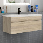 Biubiubath ? meuble de salle de bain 100 cm avec vasque suspendue ? 2 portes mdf ? syst�me de fermeture ...