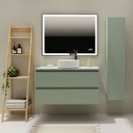 Godart - meuble salle de bain 100 cm pour vasque  poser - vert mat - a suspendre - karaib 2