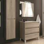 Cosyneo - meuble de salle de bain 100cm simple vasque - 3 tiroirs - cambrian (chne clair) - tiris 3c ...