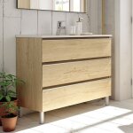 Cosyneo - meuble de salle de bain 100cm simple vasque - 3 tiroirs - sans miroir - bambou (chêne clair) ... Cosyneo - meuble de salle de bain 100cm simple vasque - 3 tiroirs - sans miroir - bambou (chêne clair) ...