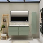 Meuble salle de bain 120 cm - double vasque céramique - vert mat - a suspendre - karaib 2 Meuble salle de bain 120 cm - double vasque céramique - vert mat - a suspendre - karaib 2