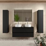 Meuble salle de bain - 120 cm - double vasques  poser - noir mat - a suspendre - karaib