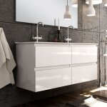 Cosyneo - meuble de salle de bain 120cm double vasque - 4 tiroirs - sans miroir - blanc - balea Cosyneo - meuble de salle de bain 120cm double vasque - 4 tiroirs - sans miroir - blanc - balea