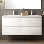 Cosyneo - meuble de salle de bain 120cm double vasque - 4 tiroirs - sans miroir - hibernian (bois blanchi) ...
