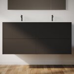 Meuble de salle de bain 120cm avec double vasque - 4 tiroirs - sans miroir - noir - mona