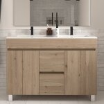 Cosyneo - meuble de salle de bain 120cm double vasque sans miroir � poseravec portes et tiroirs - cambrian ...