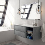 Cosyneo - meuble de salle de bain 120cm vasque déportée - 2 tiroirs et 2 niches - ciment (gris) - olympe ... Cosyneo - meuble de salle de bain 120cm vasque déportée - 2 tiroirs et 2 niches - ciment (gris) - olympe ...