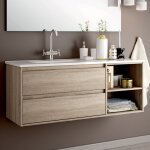 Cosyneo - meuble de salle de bain 120cm vasque dporte - 2 tiroirs et 2 niches - sans miroir - cambrian ...
