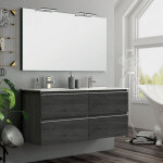 Cosyneo - meuble de salle de bain 140cm double vasque - 4 tiroirs - ebony (bois noir) - balea