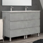 Meuble de salle de bain 140cm double vasque - 6 tiroirs - sans miroir - ciment (gris) - palma