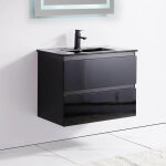 Meuble de salle de bain 2 tiroirs - noir - vasque - 80x46 cm - dark