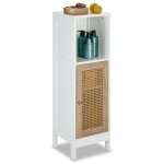 Relaxdays - meuble de salle de bain, 3 compartiments, non fixe, hxlxp: 96, 5 x 30 x 30 cm, porte en rotin, ...