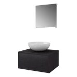 Meuble de salle de bain 4 pi�ces bois laqu� noir val